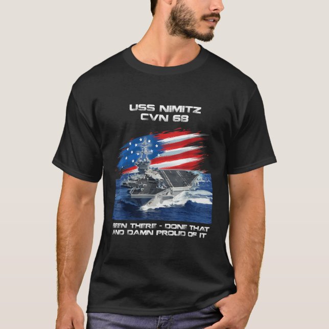 USS Nimitz CVN 68 Aircraft Carrier Veteran USA Fla T-Shirt (Front)