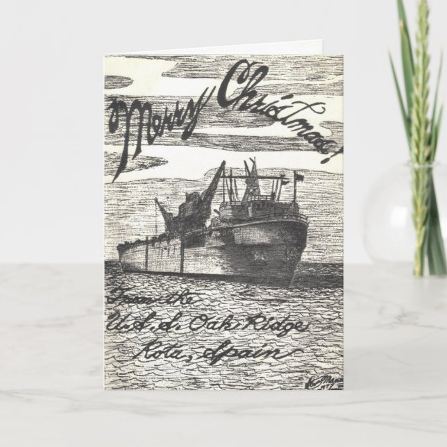 USS Oak Ridge (ARDM-1) Christmas Card (Front)