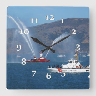 USS Phoenix and Coast Guard Cutter Sherman Square Wall Clock