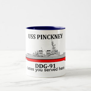 USS Pinckney, DDG-91, customisable dates Two-Tone Coffee Mug