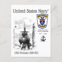USS PINTADO SSN-672 ATTACK SUBMARINE - POSTCARD