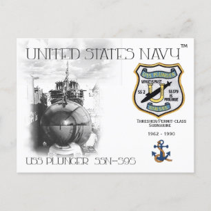 USS Plunger ssn-595 SUBMARINE POSTCARD