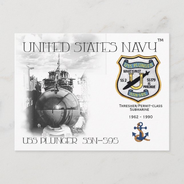 USS Plunger ssn-595  SUBMARINE POSTCARD (Front)