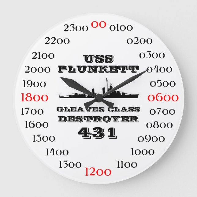 USS Plunkett (DD-431) Large Clock (Front)