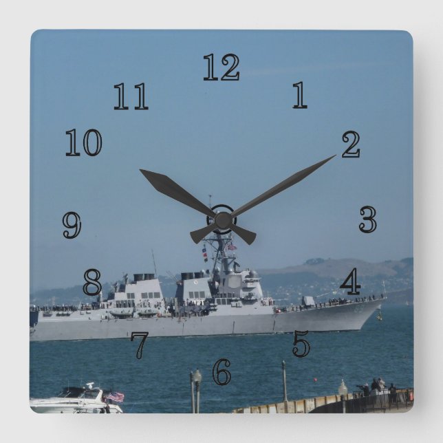 USS Preble Square Wall Clock (Front)