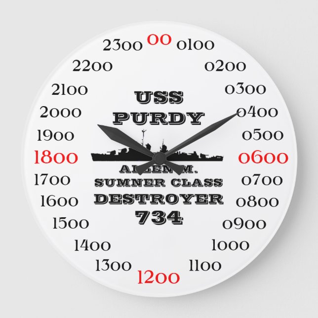 USS Purdy (DD-734) Large Clock (Front)