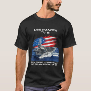USS Ranger CV 61 Aircraft Carrier Veteran USA Flag T-Shirt