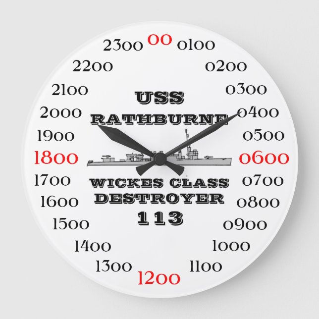USS Rathburne (DD-113) Large Clock (Front)