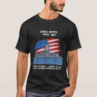 USS Reid FFG 30 Class Frigate American Flag Vetera T-Shirt