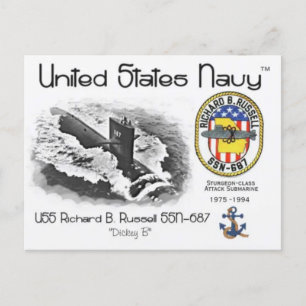 USS RICHARD B. RUSSELL SSN-687 SUBMARINE Postcard