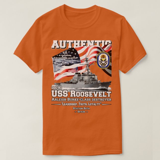USS Roosevelt DDG80 Destroyer T-Shirt (Design Front)