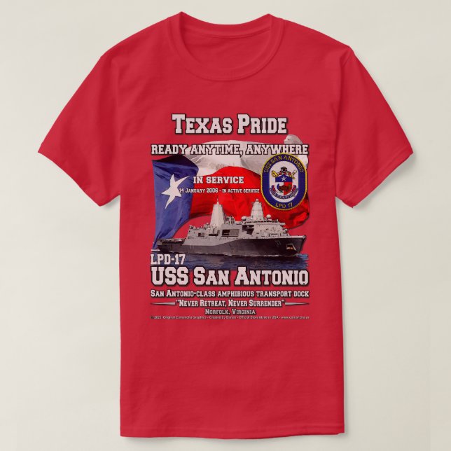 USS San Antonio LPD17 amphibious transport dock 1 T-Shirt (Design Front)