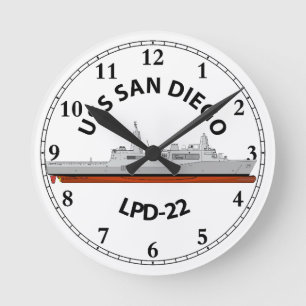 USS SAN DIEGO , LPD-22, SAN ANTONIO CLASS ROUND CLOCK