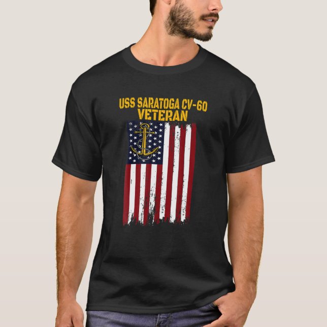 USS Saratoga CV-60 CVA-60 Aircraft Carrier Veteran T-Shirt (Front)