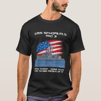 USS Schofield FFG 3 Class Frigate American Flag Ve T-Shirt