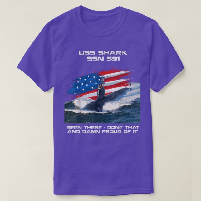 USS Shark SSN591 American Flag Submarine Veteran X T-Shirt (Design Front)