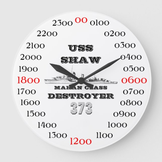 USS Shaw (DD-373) Large Clock (Front)