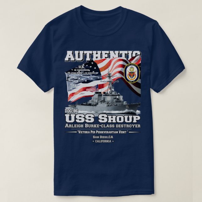 USS Shoup DDG86 Destroyer T-Shirt (Design Front)