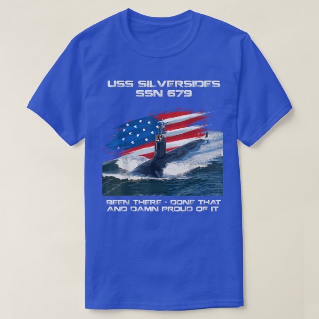 USS Silversides SSN679 American Flag Submarine Vet T-Shirt (Design Front)