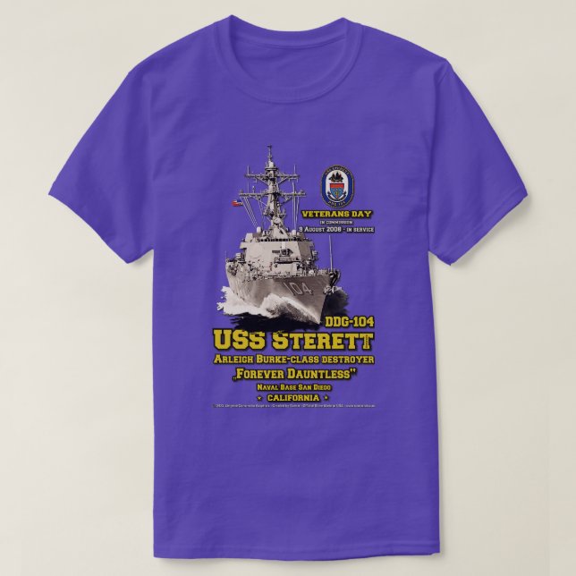 USS Sterett DDG104 Destroyer Veterans T-Shirt (Design Front)