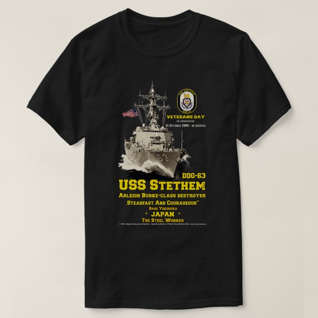 USS Stethem DDG63 Destroyer Veterans T-Shirt (Design Front)