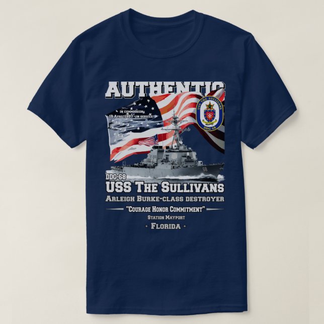 USS The Sullivans DDG68 Destroyer Veterans T-Shirt (Design Front)