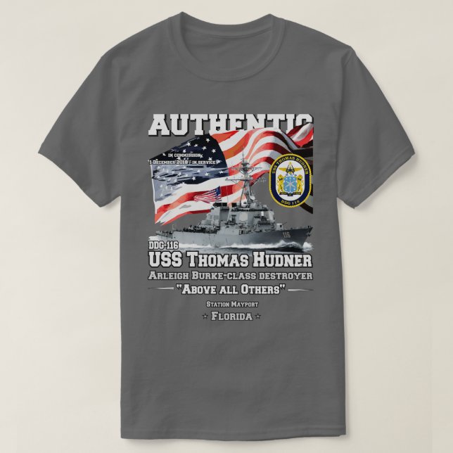 USS Thomas Hudner DDG116 destroyer T-Shirt (Design Front)