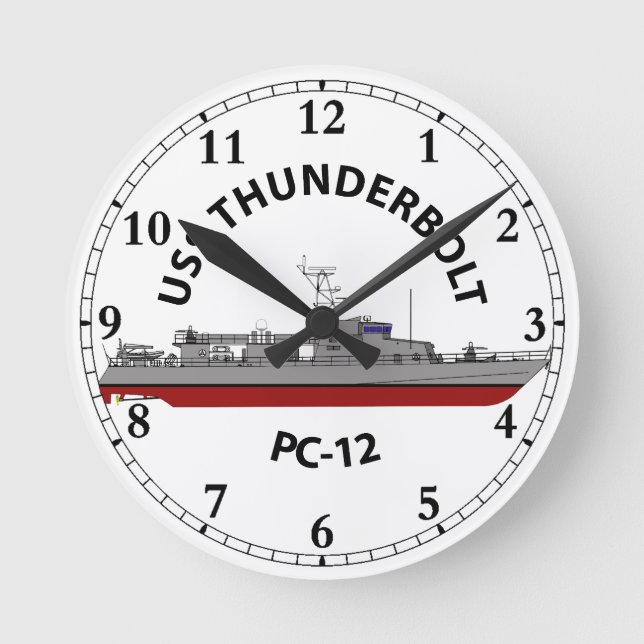 USS Thunderbolt PC-12 Patrol Coastal Round Clock (Front)