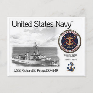 USS USS RICHARD E. KRAUS DD-849 Postcard Postcar