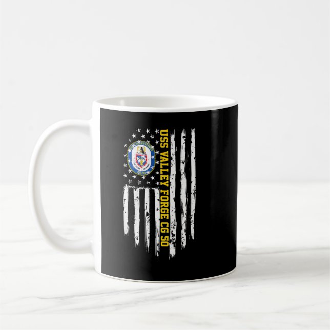 USS Valley Forge CG-50 American Flag  Coffee Mug (Left)