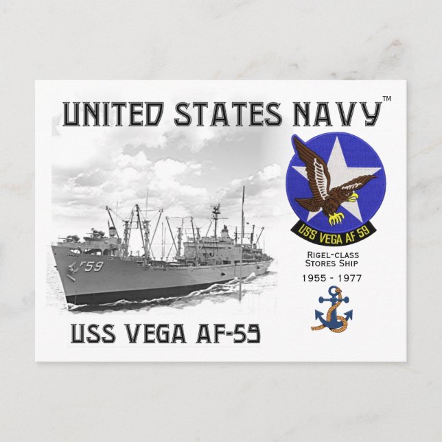USS VEGA AF-59  STORE SHIP     -    POSTCARD (Front)