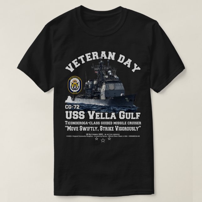 USS Vella Gulf CG72 US Navy Cruiser Veterans T-Shirt (Design Front)