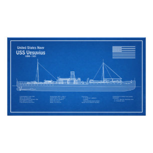 USS Vesuvius - Ship Blueprint Plans ABD Photo Print