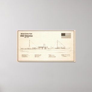 USS Vesuvius - Ship Blueprint Plans SD Canvas Print
