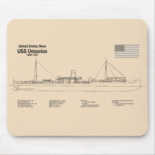 USS Vesuvius - Ship Blueprint Plans SD Mouse Mat