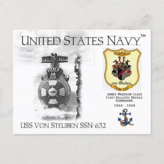 USS VON STEUBEN SSN-632 SUBMARINE     - POSTCARD