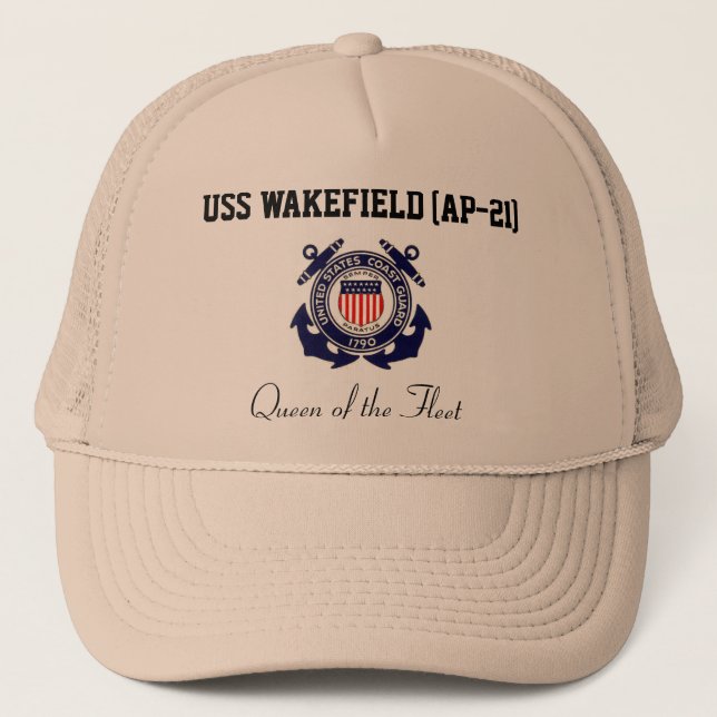 USS WAKEFIELD (AP-21) "Queen of the Fleet" Trucker Trucker Hat (Front)
