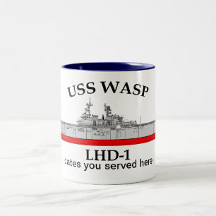 USS Wasp, LHD-1, customisable dates served Two-Tone Coffee Mug