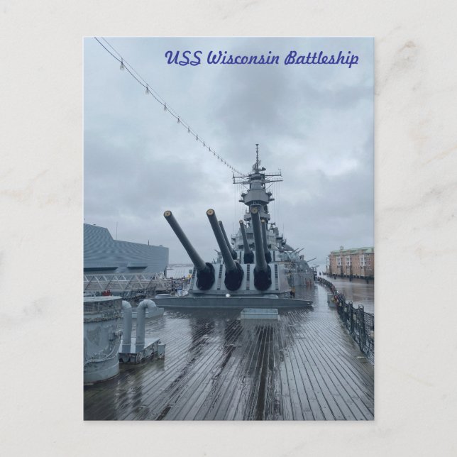 USS Wisconsin Battleship Postcard (Front)
