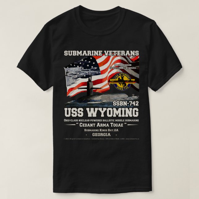 USS Wyoming SSBN742 Submarine Veterans T-Shirt (Design Front)
