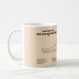 USS Zumwalt - Ship Blueprint Plans SD Coffee Mug