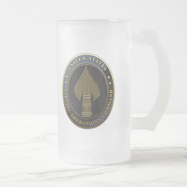 USSOCOM Emblem Frosted Glass Beer Mug (Right)
