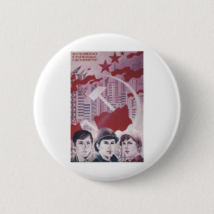 USSR CCCP Cold War Soviet Union Propaganda Posters 6 Cm Round Badge