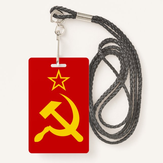 USSR Flag - Soviet Union Flag ID Badge (Front with Lanyard)