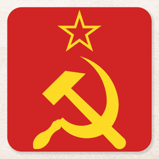 USSR Flag - Soviet Union Flag Square Paper Coaster (Front)