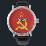 USSR Flag - Soviet Union Flag Watch<br><div class="desc">Yellow hammer and sickle on red flag. Historic flag of the Soviet Union.</div>
