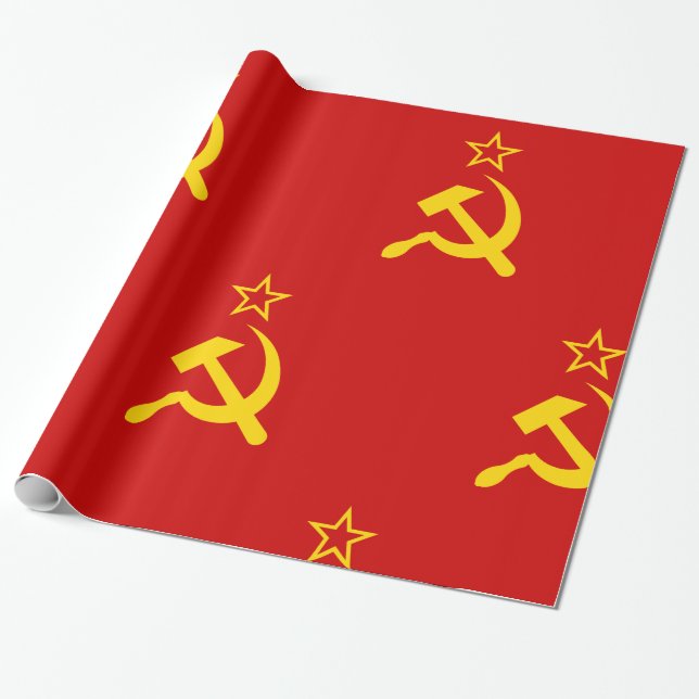 USSR Flag - Soviet Union Flag Wrapping Paper (Unrolled)