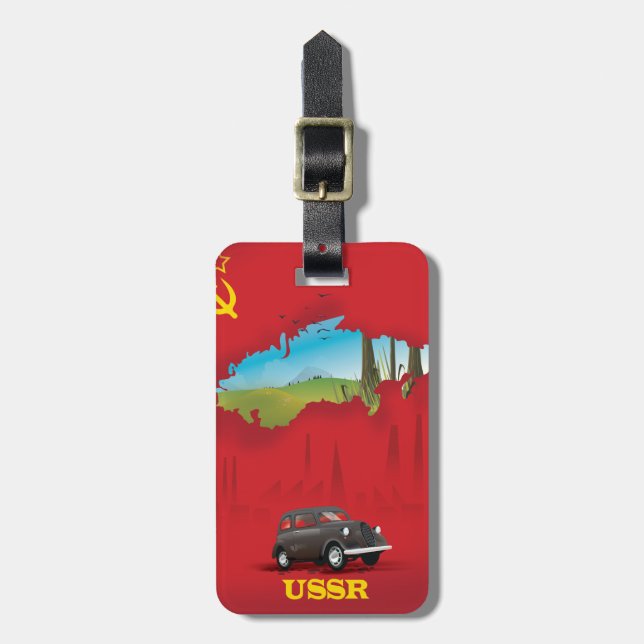 USSR Illustrated map poster Luggage Tag (Front Vertical)