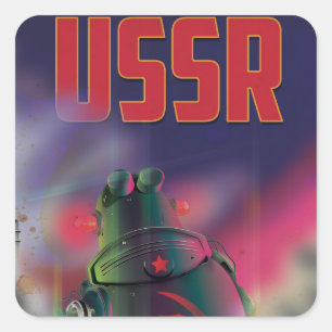 USSR soviet russia cartoon travel poster art. Square Sticker
