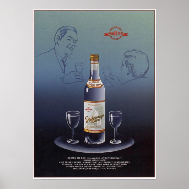 USSR Soviet Stolichnaya Vodka Advertising 1965 Poster (Front)